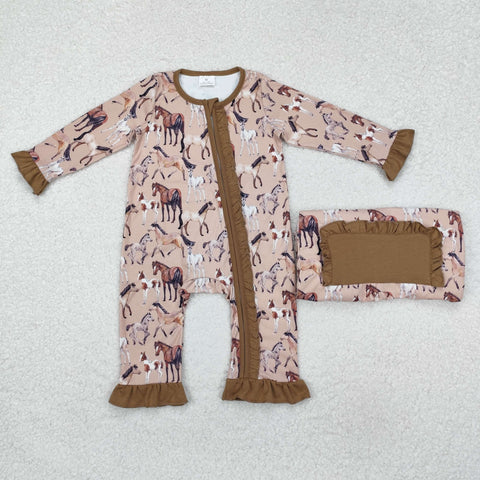 LR1771   baby girl clothes cowboy girl winter romper