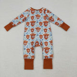 LR1787 baby girl clothes highland cow girl winter romper