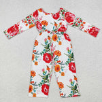 LR1837 baby girl clothes floral girl winter jumpsuit