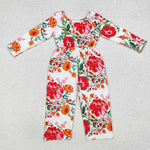 LR1837 baby girl clothes floral girl winter jumpsuit