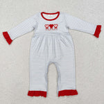 LR1925   baby girl clothes embroidery love girl valentine's day winter romper