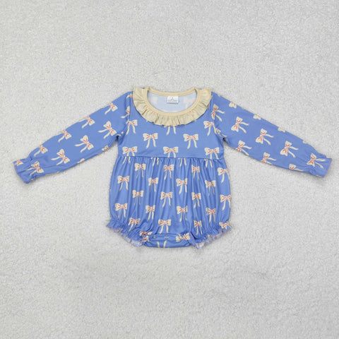 LR1941 baby girl clothes blue bows girl winter bubble