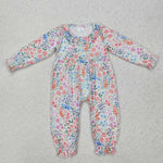 LR2141   baby girl clothes floral girl winter romper