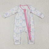 LR2158   baby girl clothes pink flower girl winter romper