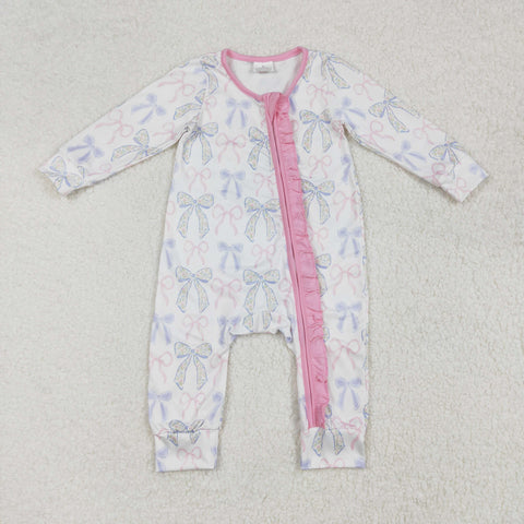 LR2158   baby girl clothes pink flower girl winter romper