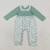 RTS kids matching clothing green floral print clothing girl winter clothing-2025.8.2