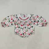 RTS kids clothes embroidery smocked bows kids christmas  matching clothes winter set-2025.7.28