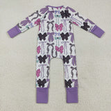 LR2358   baby girl clothes purple bows girl winter  romper
