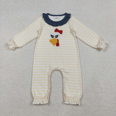 LR2424  baby girl clothes embroidery turkey girl thanksgiving winter romper