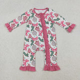 LR2486 baby girl clothes christmas tree  toddler girl Christmas zipper romper