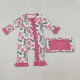 LR2486 baby girl clothes christmas tree  toddler girl Christmas zipper romper