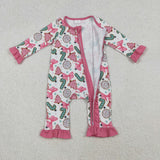 LR2486 baby girl clothes christmas tree  toddler girl Christmas zipper romper
