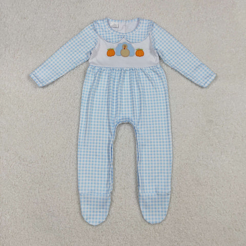 LR2561  baby boy clothes embroidery turkey boy thanksgiving winter romper