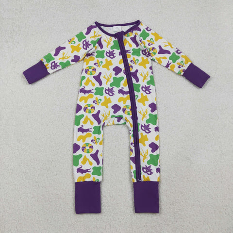 LR2637   baby girl clothes mardi gras girl winter romper