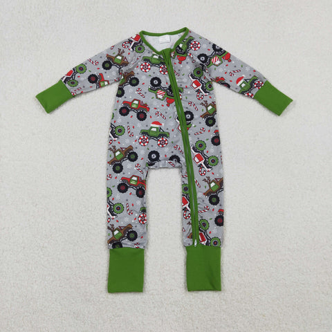 LR2669   baby boy clothes truck toddler boy christmas winter romper
