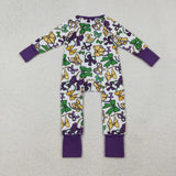 LR2678 baby girl clothes bow girl mardi gras  romper