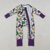 LR2678 baby girl clothes bow girl mardi gras  romper