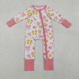 LR2705 baby girl clothes heart print  toddler girl valentines zipper romper