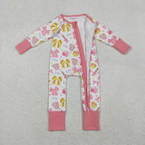 LR2705 baby girl clothes heart print  toddler girl valentines zipper romper