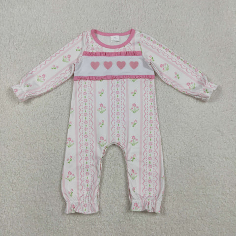 LR2714  baby girl clothes embroidery love girl valentine winter  romper