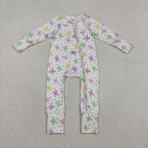 LR2735 baby girl clothes bow girl mardi gras romper