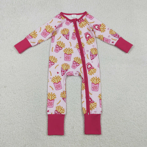 LR2843 baby girl clothes french fries toddler girl valentine's Day romper