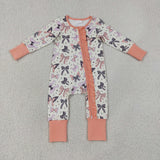 LR3078   baby girl clothes bows print toddler girl fall romper