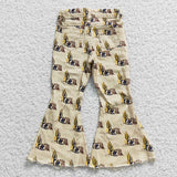 Child girls cowboy cactus western flare denim pants