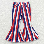 Children 4th of july denim striped jeans