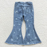 Stars blue denim kids girl flare jeans