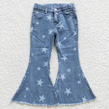 Stars blue denim kids girl flare jeans