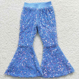 RTS toddler clothes matching clothing solid color print girl sequins bell bottom pant-2025.11.4