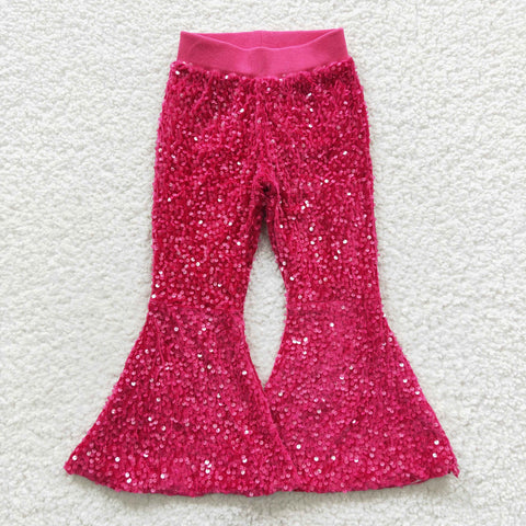 Toddler girls fuchsia sequined flare pants