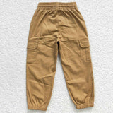 Kids khaki multi pockets loose long cargo pants