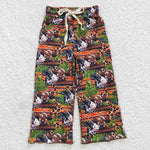 Little girls cow print leopard long pants