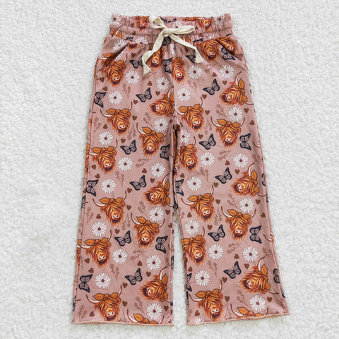 Highland cow flower girls boutique straight long pants