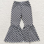 Black & white checkered toddler girl bell bottom pants