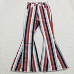 Women's boutique striped flare jeans