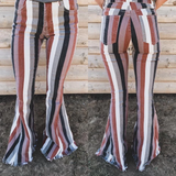 Women's boutique striped flare jeans