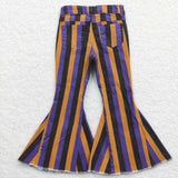 Child girl purple & black striped flare jeans