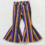 Child girl purple & black striped flare jeans