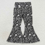 Girl cactus spotted black flare jeans