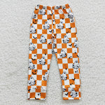 Girl ghost orange checkered long pants