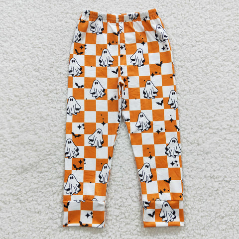 Girl ghost orange checkered long pants