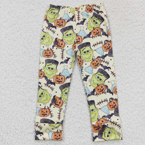 Halloween pumpkin kids boys green long pants