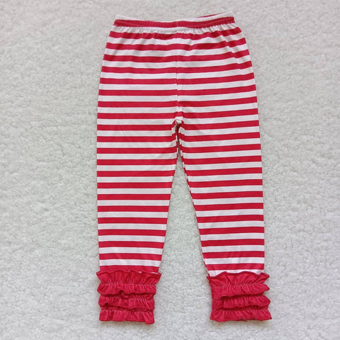 Toddler girl red striped ruffle icing leggings