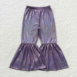 Girl purple glitter bell bottom pants