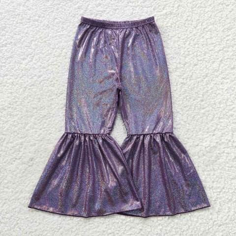 Girl purple glitter bell bottom pants