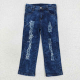 Kids blue denim straight ripped jeans