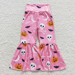 Girl halloween pumpkin pink bell bottom pants